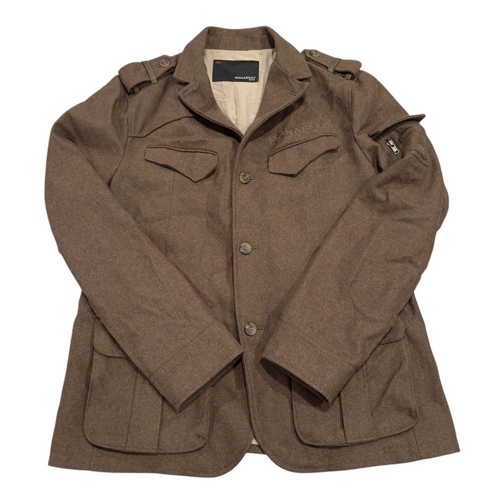 Monarchy Men's Wool Coat Size 44 Large Brown Classic Stylish Warm‎ Excellent